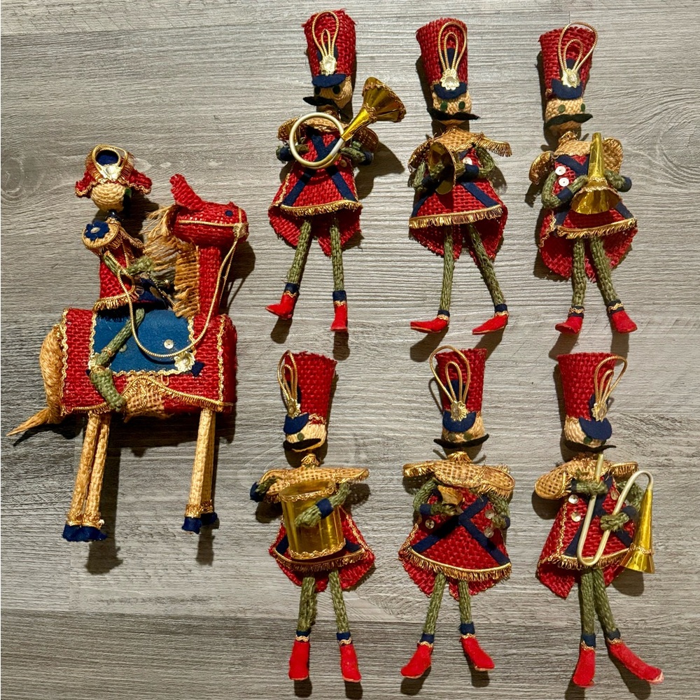 Vintage Marching Band Parade Set Ornaments Mid Century 7 Pieces